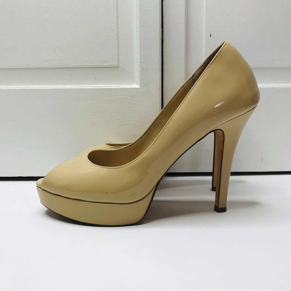 COLE HAAN Beige Peep Toe Stiletto Heels Size 9B